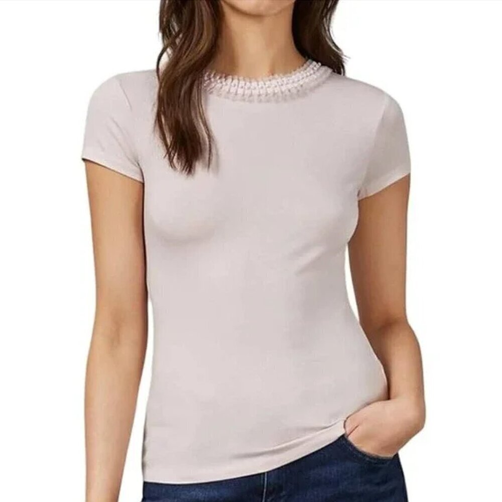 Women's 1 NWT Ted Baker London Neck Detail Fitted Tee Nude Pink